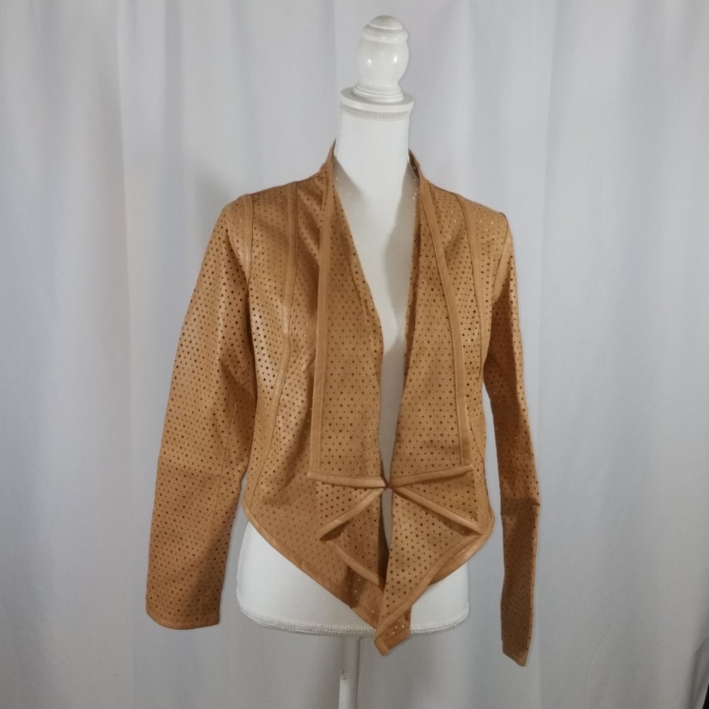 G.I.L.I. Perforated Faux Leather Jacket 6 Nwot